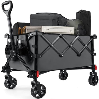 Leonyo 220Lbs Foldable Grocery Wagon Cart with Wheels for Camping, Grey - color: Gray