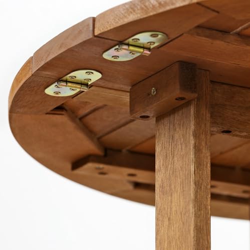 Furinno TIOMAN Outdoor Round Foldable Patio Table, Natural - size: Gateleg Round Folding Table