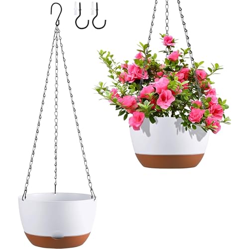 Set of 2-10 Inch Hanging Planters for Indoor Outdoor Plants - color: White, size: 10 Inch