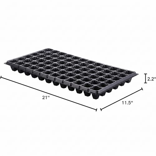 72 Cell Seed Starter Tray, 10 Pack Seed Trays with Drain Holes — 2.2 Inch Deep Seedling Plug Insert for Germination Propagation, 720 Cells, 21 x 11.5 Inches, Black