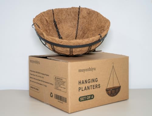 4 Pack 12 Inch Hanging Planters for Outdoor Plants