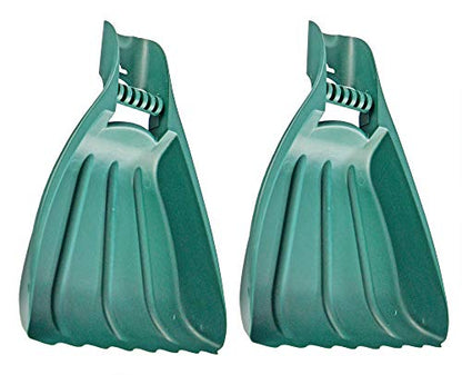 Home-X Leaf Collector Hand Scoop Set, Leaf Collector Shovels with Handles for Garden and Yard Landscaping, Gardening Hand Tools, Set of 2, 21" L x 14" W x 2" H, Green