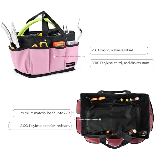 Housolution 14 Inch Gardening Tote Bag, Garden Tool Storage Bag, Pink - color: Pink, size: 14 Inch