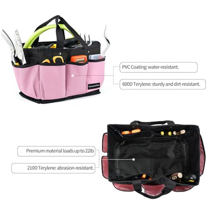 Housolution 14 Inch Gardening Tote Bag, Garden Tool Storage Bag, Pink - color: Pink, size: 14 Inch