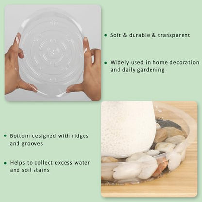 JERIA 8 Inch 20 Pack Clear Plant Saucers,Plastic Flower Pot Trays,Round Durable Plant Drip Trays for Indoor and Outdoor - size: 8 Inch (20 Pack)