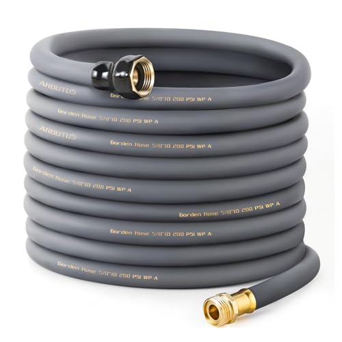 Garden Hose 5/8"x 100ft Brass Rubber Heavy Duty Water Hose 600 PSI Grey - color: Gray, size: 100FT