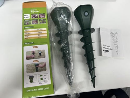 Mole Repellent Solar Powered Ultrasonic,Deer Repellent Devices,Gopher Trap Groundhog Repeller,Sonic Spikes Get Rid of All Pests Vole, Chipmunk,Cat,Skunk,Snake,Mole Trap for Lawn, Garden Yard (4P)
