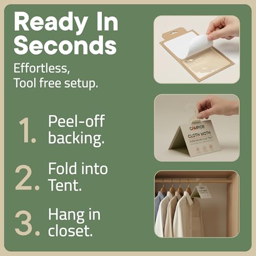 Clothing Moth Traps with Pheromones (2 Pack) Non‑Toxic, Sticky Glue Traps for Clothes Moth Treatment & Prevention, Case‑Making & Web‑Spinning Moths, for Closets & Storage, Protects Clothes & Carpets - size: 2-pk Cloth