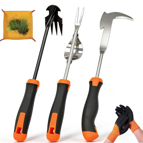 5 Pack Weed Puller Tool, Stainless Steel Manual Hand Weeding Tool Set