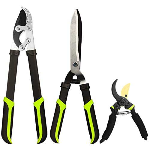 YRTSH Loppers Hedge Clippers & Pruners Combo Set 3-Piece Hedge Shears