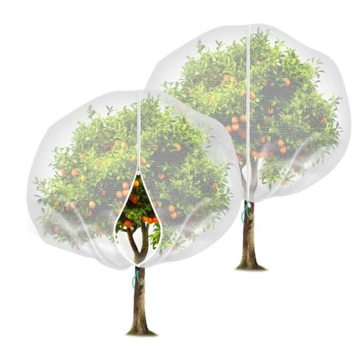 Drawstring & Zipper Fruit Tree Netting Cover - Reusable Bird Netting for Blueberry Bushes, Anti-Cicada/Deer/Squirrel Large Plant Protection Net (2, 4.9×3.3Ft) - size: 4.9×3.3Ft