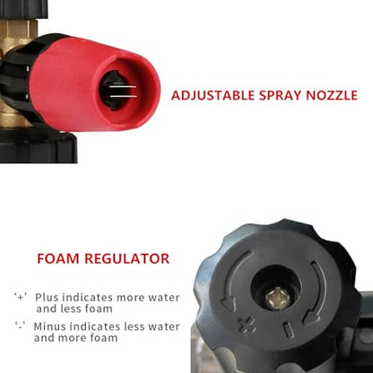 Sooprinse Foam Cannon Kit with Pressure Washer Short Gun, 1 L Snow Foam Lance with 1/4 Inch Quick Connector, Foam Blaster with Pressure Washer Gun,4000 PSI, Black - color: Black+Red
