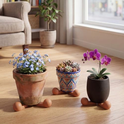 LemonRoad 12 Set Terra Cotta Cement Pot Feet for Outdoor Planters, Round - style: Round