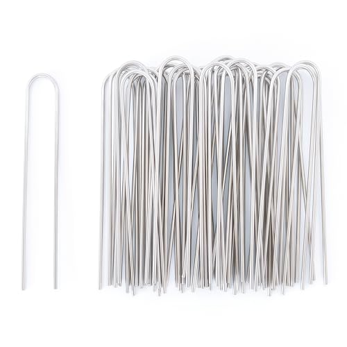 Atlantic Stainless Steel Landscape Staples Garden Stakes. (6"-U-40pcs) - size: U-shaped 6"x40pcs