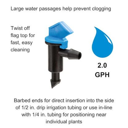 Rain Bird FE20-25SX Drip Emitter, 2 GPH, 25-Pack - style: 2 GPH Flag