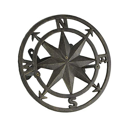 Zeckos Garden Hose Holder Compass Rose 12 Inch Cast Iron Bronze - color: Compass Rose - Bronze