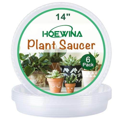 Plant Saucer Tray, 6 Pack 14 Inch Plastic Plant Saucers for Indoor Outdoor - size: 14 INCH