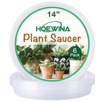Plant Saucer Tray, 6 Pack 14 Inch Plastic Plant Saucers for Indoor Outdoor - size: 14 INCH