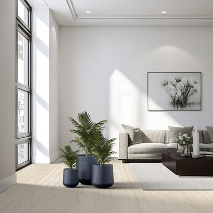 Kante Set of 3 Charcoal Concrete Curved Planters 16.5" 13" 9.4" Dia - color: Charcoal, size: Set of 3: 15.3" + 11.6" + 8.2" D