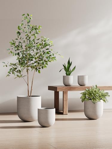 LE TAUCI 8 Inch Ceramic Plant Pot, Indoor Planter, Neutral Gray - color: Neutral Gray, size: 8“