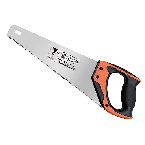 14 Inch Wood Hand Saw, 11 TPI Universal Handsaw Non-slip Ergonomic Handle Rustproof Wood Saw - color: 14 Inch Orange