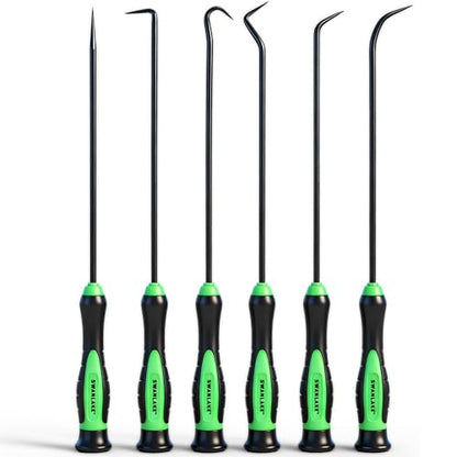 SWANLAKE GARDEN TOOLS 6-Piece Premium Pick and Hook Set, Pick Tool Set for Car Auto Oil Seal/O-Ring Seal Gasket Mini Hooks Puller Remover - color: 6-piece Long & Black Hook