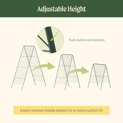 Vego Garden A-Frame Trellis 90" Tall Cucumber Cage for Garden & Pots, Rust-Resistant Tomato Stakes Heavy Gauge Plant Cage Trellis Support for Climbing Vegetables Plants 2 Pack - size: 90" Tall