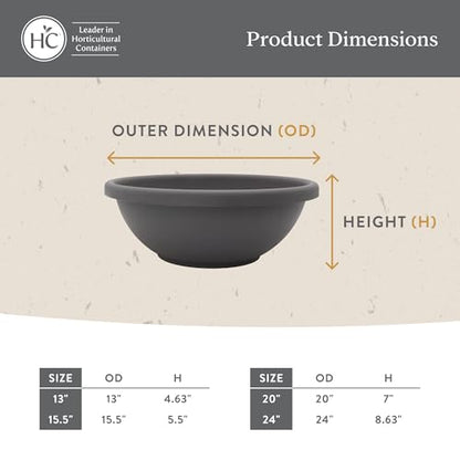 The HC Companies Garden Bowl Shallow Garden Bowl, 20 Inch, Black, 2-Pack - color: Black, size: 20", style: Pack of 2