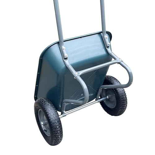 2 Wheel Wheelbarrow Heavy Duty Garden Cart Utility Wagon with Quick Release Dump, 600 LBS Capacity Rust-Resistant Poly Tray, Easy Hauling Yard Cart for Landscaping Mulch Firewood, Military Green - style: Victorian