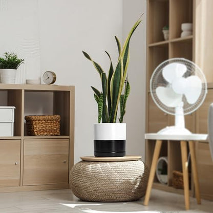 D'vine Dev 8.2 Inch Ceramic Planter Pot, Black White Two Tone, 94-O-D-L - color: Layered Monochrome Black & White, size: Medium