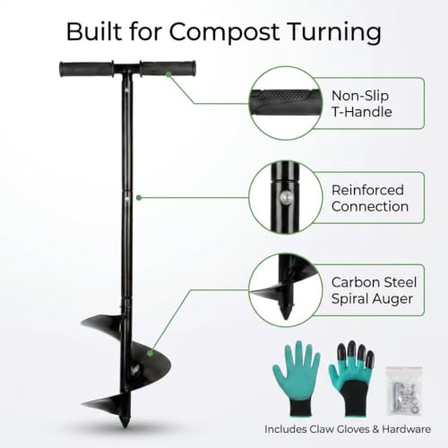 Compost Aerator Tool Kit, 33.5 in Turner, 5.9 in Spiral Auger