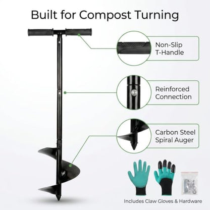 Compost Aerator Tool Kit, 33.5 in Turner, 5.9 in Spiral Auger