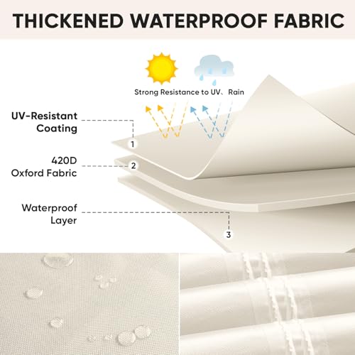 BALEINE Patio Furniture Covers Waterproof, Heavy Duty Outdoor Table Cover - color: Beige, size: 124"L×74"W×30"H