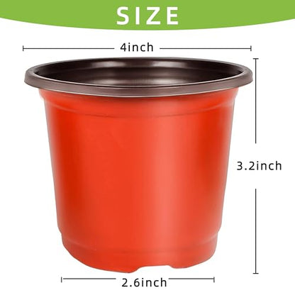 LWWTBS 4" Plastic Plant Nursery Pots 100 Pcs with 100 Labels - size: 4inch
