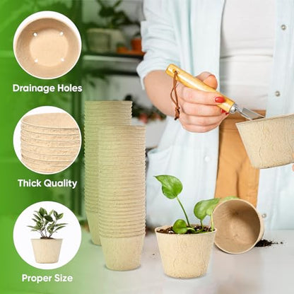 60 Pack 4 Inch Seed Starter Peat Pots with Plant Labels