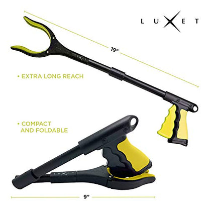Grabber Reacher Tool 19 Inch Long, Foldable Pick Up Stick - Strong Grip Magnetic Tip - Heavy Duty Trash Picker Claw Reacher Grabber Tool Elderly Wheelchair Mobility Aid (Yellow) - color: Yellow