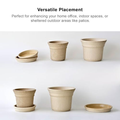 White Terracotta Pots 2 Pack 6 & 8 Inch Ceramic Planters