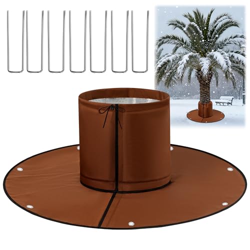 Palm Tree Root Protector, Winter Protection for Palm Trees Root, Tree Root Freeze Protectors with Ground Nails, Winter Tree Root Frost Covers for Outdoor Cold Weather Plants (1, Brown)