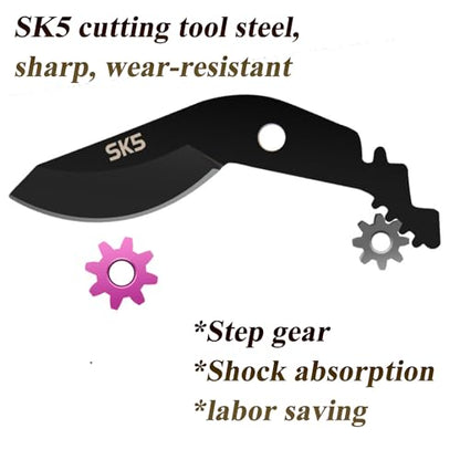 Premium 8 inch garden clippers, 3 Times Easy to Work, Arthritis Weak Hand Snips (Pulley lever -pruners- Purple) - color: Purple