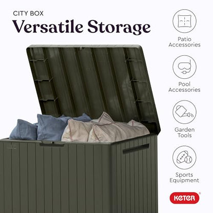 Keter City 30 Gal Outdoor Storage Box and Patio Side Table - color: Mossy Brown
