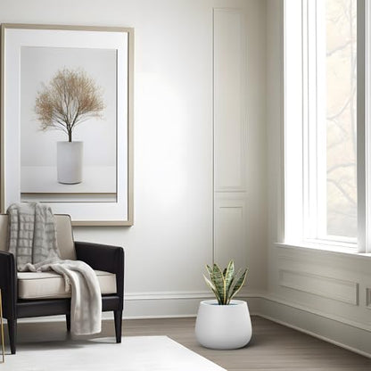 Kante White Concrete Planter 12.6" Dia All-Weather Round Small Pot - color: White, size: 12.6"Dia x 9.8"H