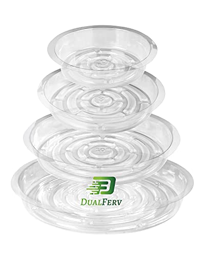 DF DUALFERV Plastic Plant Saucer, 18 Pcs Plant Plates to Catch Water Indoor Plants of 6, 8,10,12 Inch, Plastic Plant Trays, Plant Drip Trays with No Holes