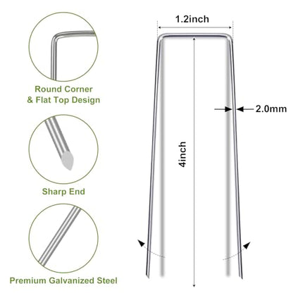 Whonline 75 Pack Landscape Staples 4 Inch, 12 Gauge Garden Stakes - color: 4 Inch-75 Pcs