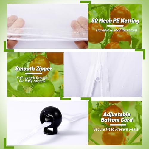 3Pcs 55"×19.7" Garden Bird Netting Plant Cover for Square Plant Cage - size: Square Cage Covers（Cover Only）