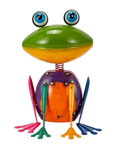 Frog Garden Decor Metal Yard Art - color: Green Frog