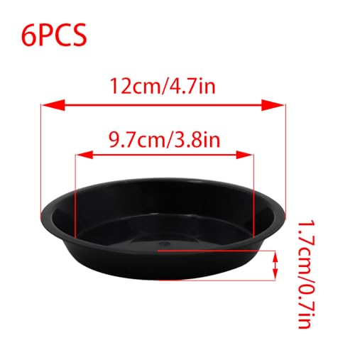 6 Pack 4 Inch Black Plant Saucers Plastic Drip Trays for Pots - color: Black, size: 4 Inch