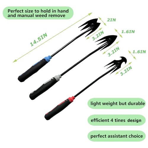 3Pcs Weed Puller Tool Garden Weed Pulling Tool,Portable Garden Weeder Tool,Gardening Weeding Tools for Garden Hand Tools for Vegetable Gardening Backyard Farm Planting & Uprooting Weeding Tool - color: GBR111
