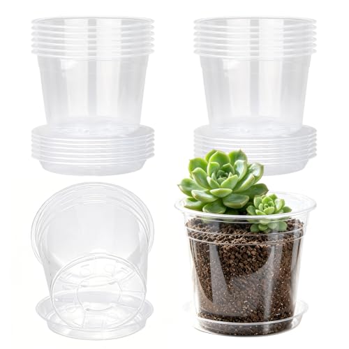 5 Inch Clear Nursery Pots with Drainage Hole 12Pcs,Plastic Plant Planters - color: 5 in