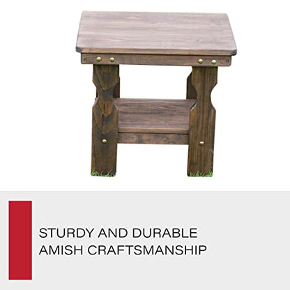 Amish Casual Heavy Duty Outdoor Wood End Table in Dark Walnut Stain - Quality Crafted in The USA from Treated Pine by Amish Artisans - color: Dark Walnut Stain