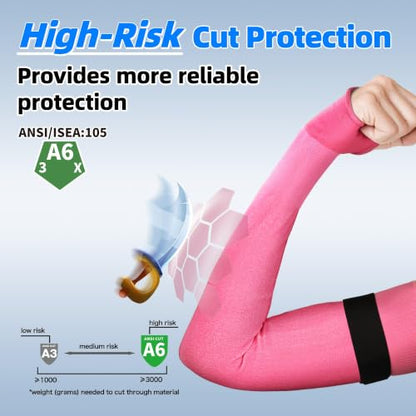 Schwer 18in AIR-SKIN A6 Cut Resistant Arm Sleeves for Gardening, S901-P - color: Pink, size: 18 In-1 Pair